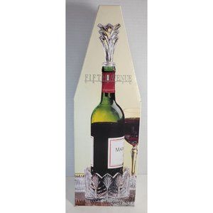 Fifth Avenue Crystal 6PC Wine Set Portico Bottle Holder, Coasters & Stopper NIB